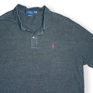 Polo Ralph‎ Lauren Men's XXL Gray Classic Fit Polo Shirt Maroon Pony 100% Cotton